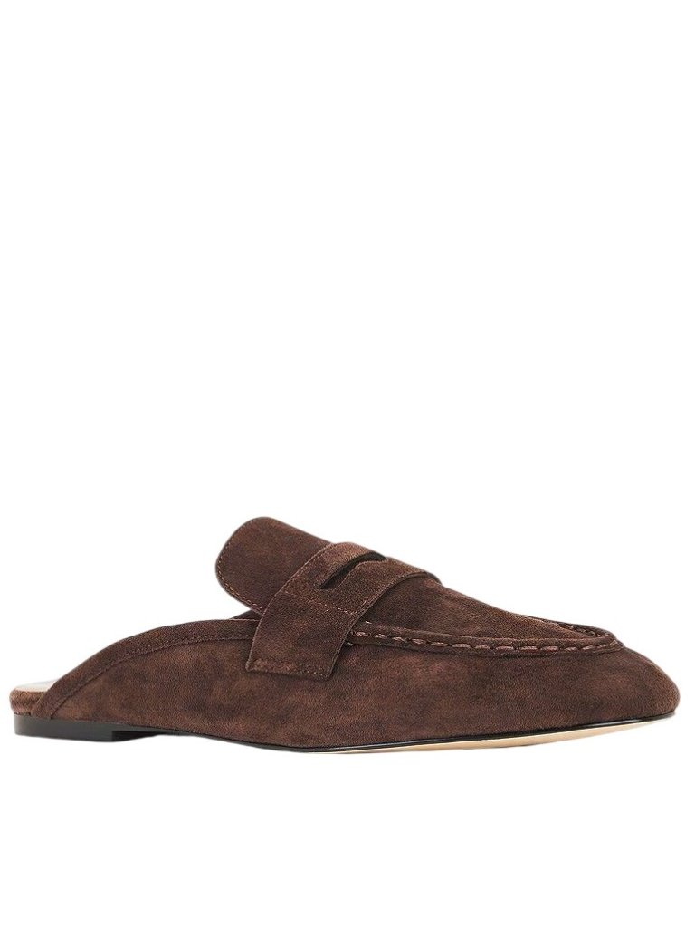 Lpa Alessandro Mules In Brown 6.5 Womens Suede Flats Slides Loafers